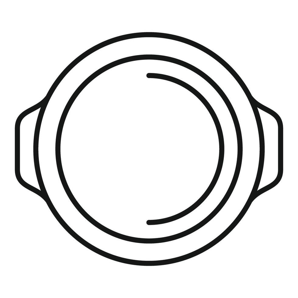 Empty cooking pot with handles for soup preparing outline icon vector