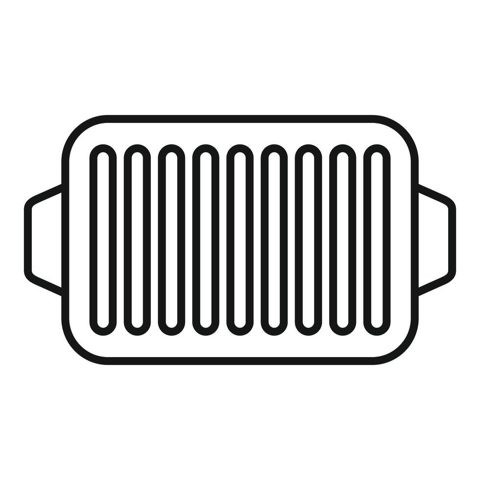 Empty modern grill pan with handles for cooking icon outline vector