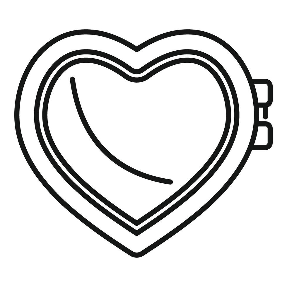 Heart shaped pocket mirror reflecting light drawing vector