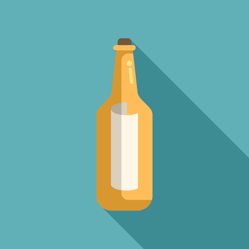Yellow beer bottle with blank label on turquoise background vector
