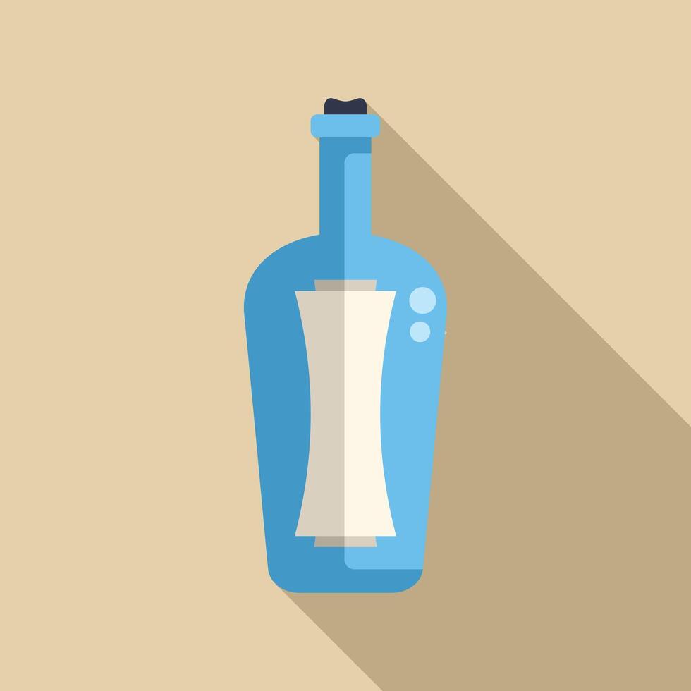 Message in a bottle with a blank paper inside floating on water vector