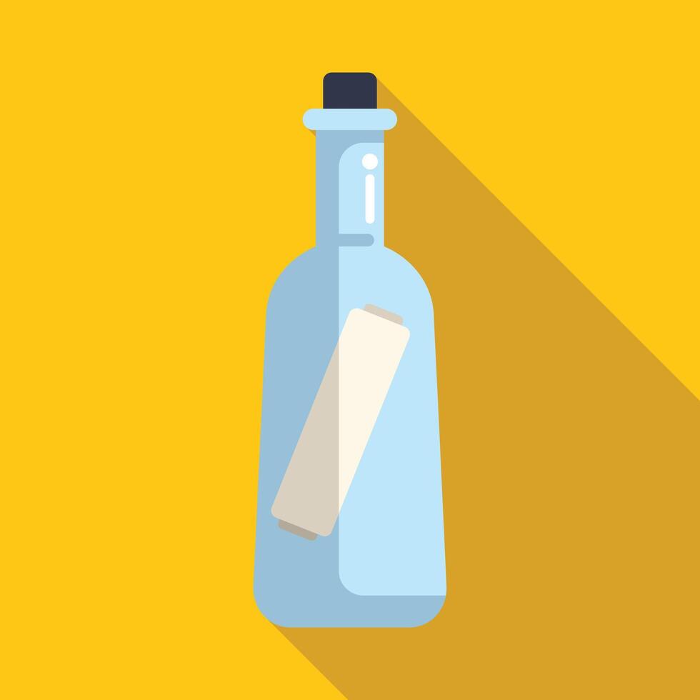 Message in a bottle floating on yellow background vector