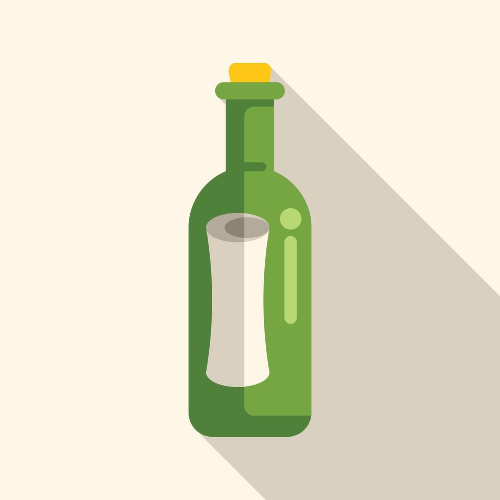 Green glass bottle containing message is bobbing in the ocean vector