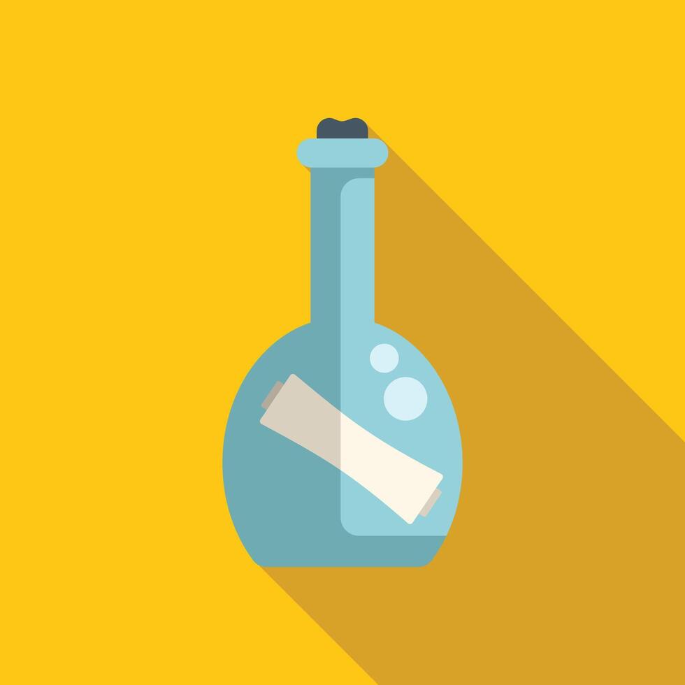 Message in a bottle floating on the sea minimalist illustration vector