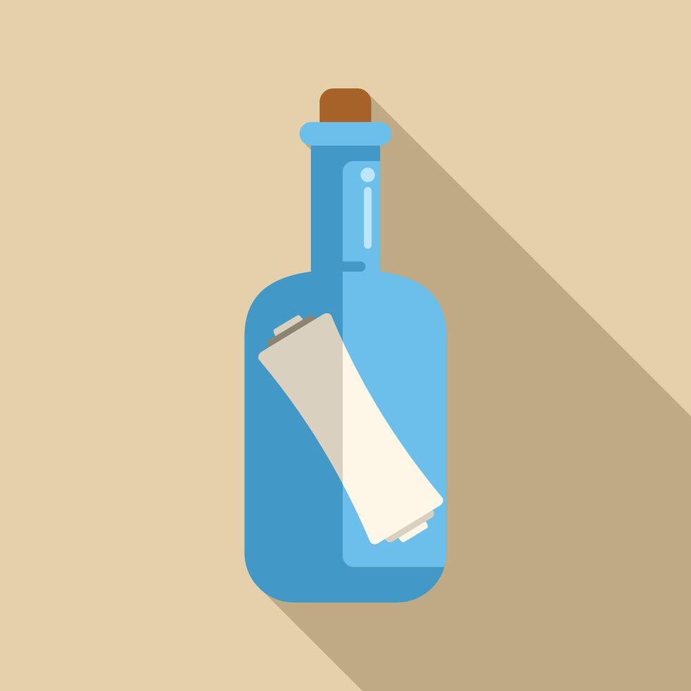 Glass bottle containing message is floating and waiting to be found vector