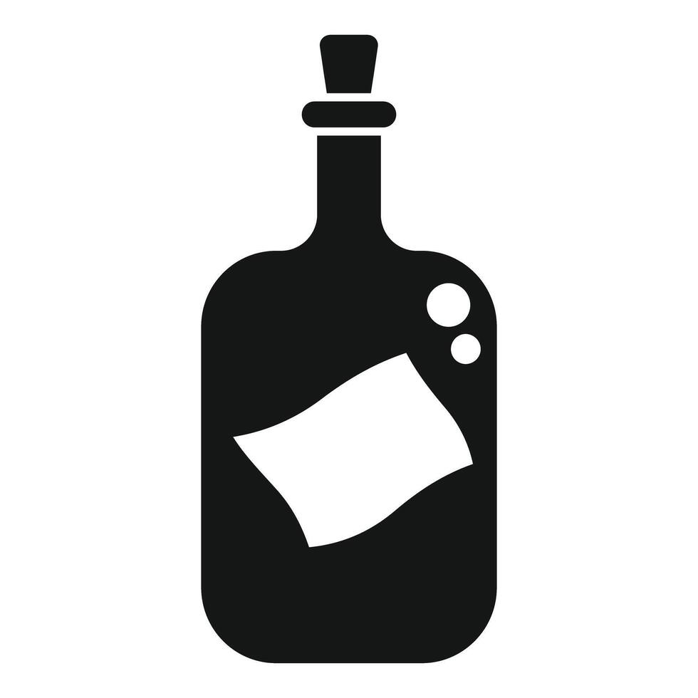 Black message in a bottle icon showing a secret note vector