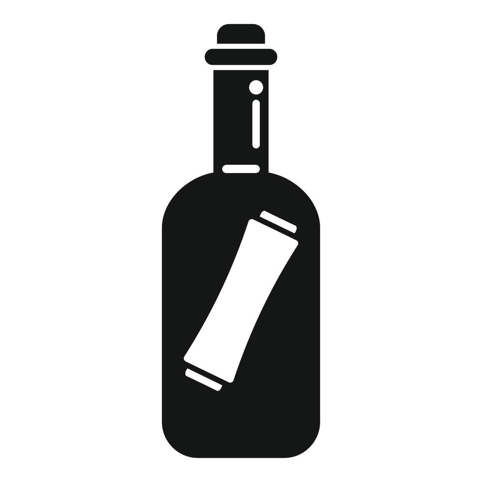 Black silhouette of a message in a bottle floating on the sea vector