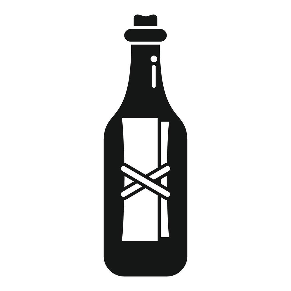 Corked glass bottle floating on water containing secret message vector