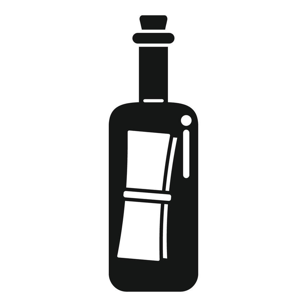 Glass bottle containing rolled up paper message icon vector