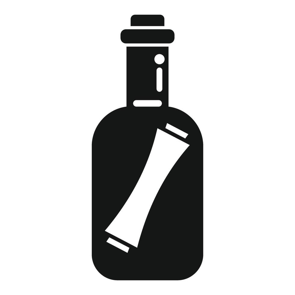 Black silhouette of glass bottle containing message in a bottle vector