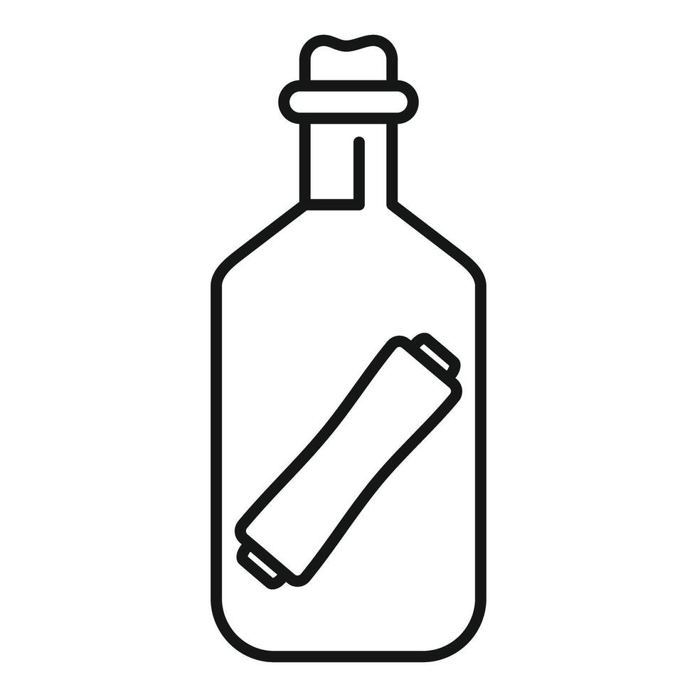 Message in a bottle with cork icon, outline style vector