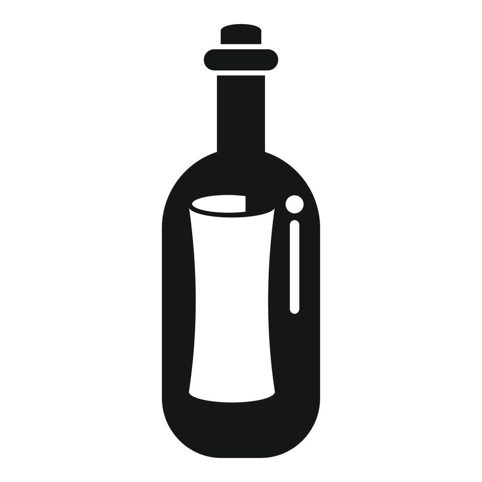 Glass bottle containing rolled up paper message icon vector