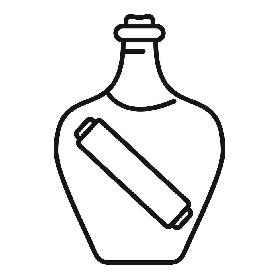 Message in a bottle with cork stopper minimalist line art icon vector