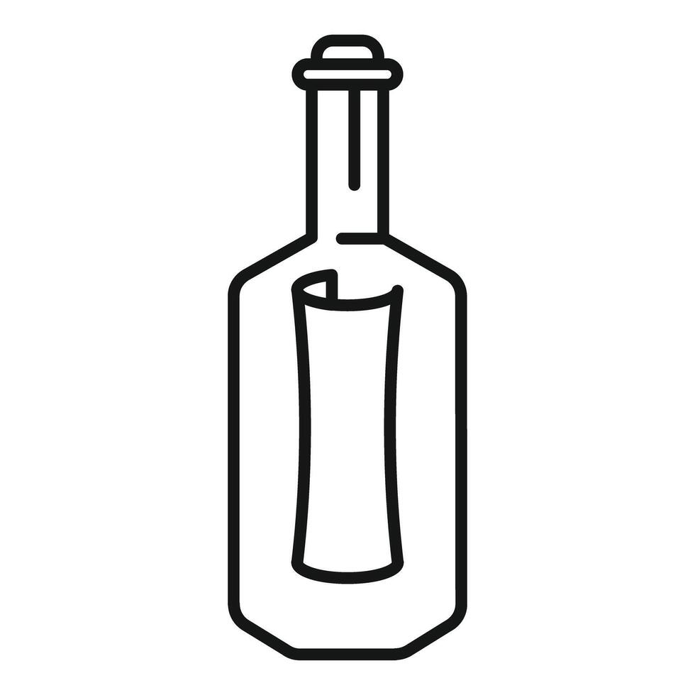 Glass bottle containing message paper is floating on water surface vector