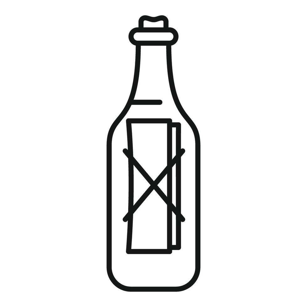 Glass bottle containing a rolled up message with a cork stopper vector