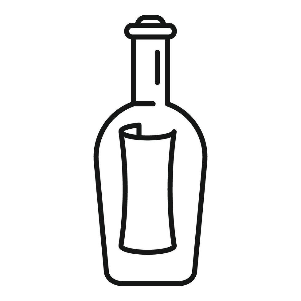 Corked glass bottle containing rolled up paper message vector
