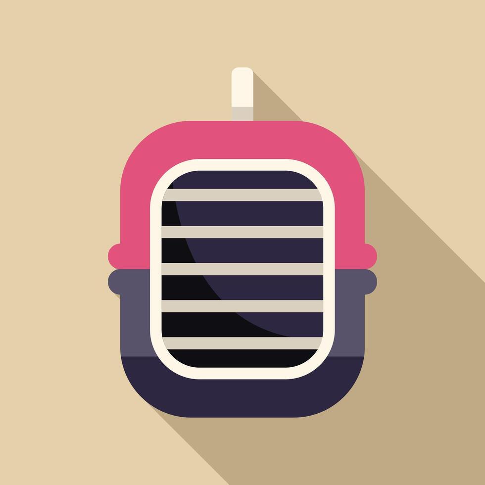 Pink and blue pet carrier closed with long shadow vector