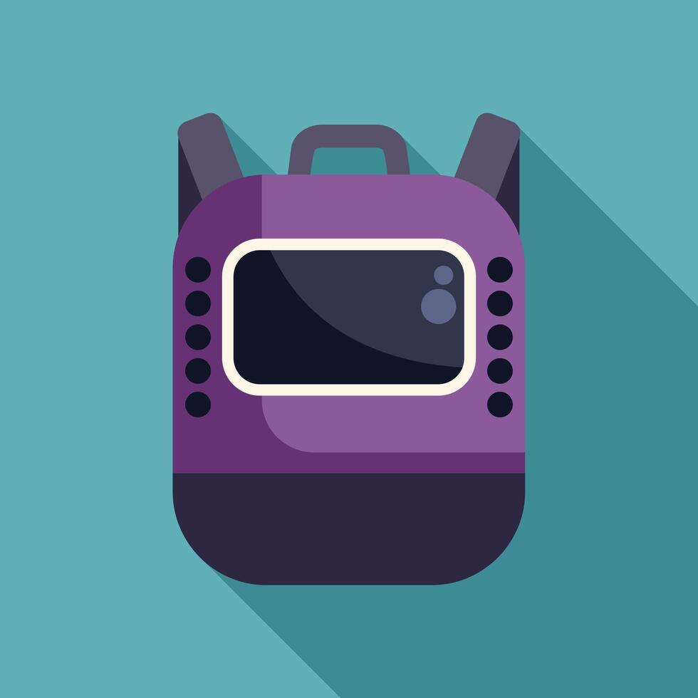Modern smart backpack featuring digital screen displaying information vector