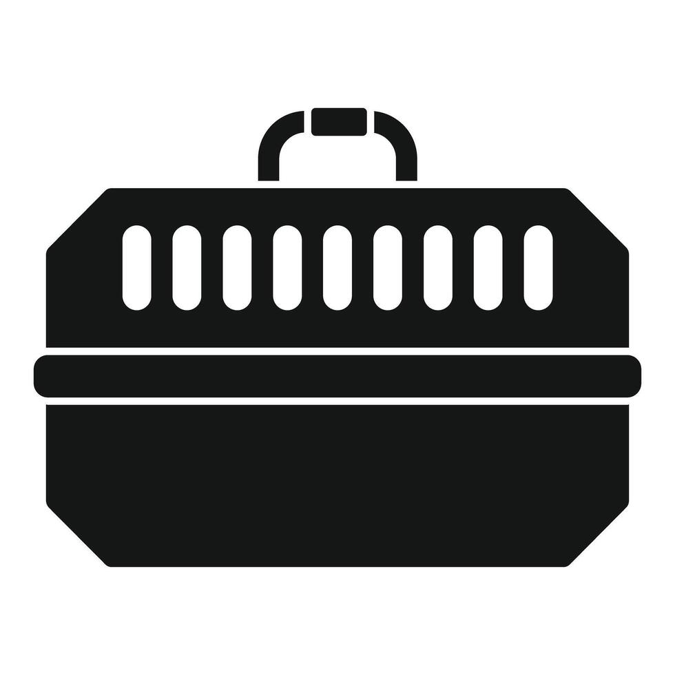 Plastic pet carrier box with handle for carrying small animals vector