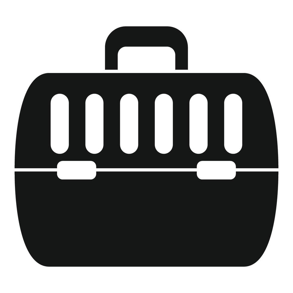 Plastic pet carrier protecting animal during travel vector