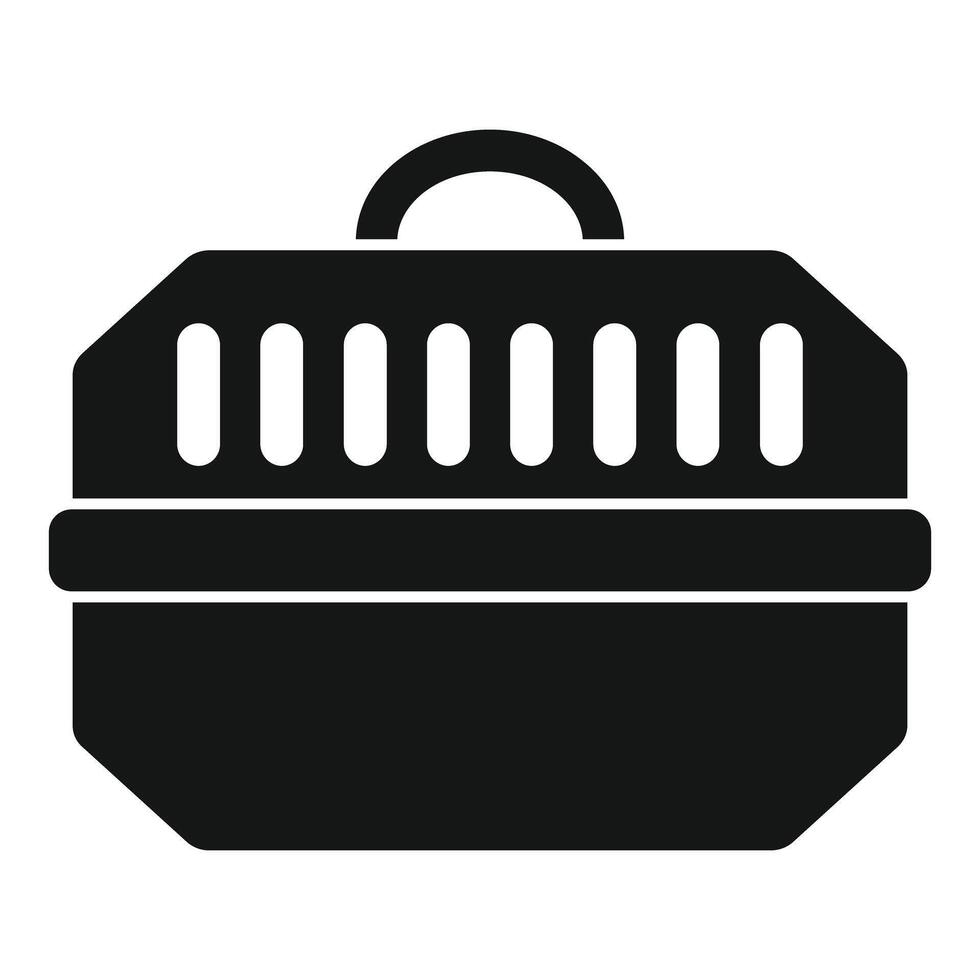 Black plastic pet carrier for safe transportation of animals vector