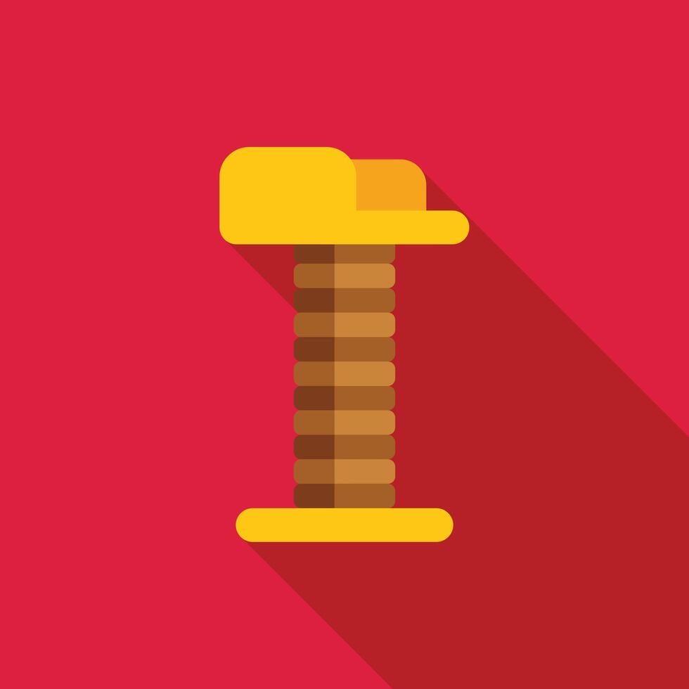 Tall cat scratching post with platform on top flat icon vector