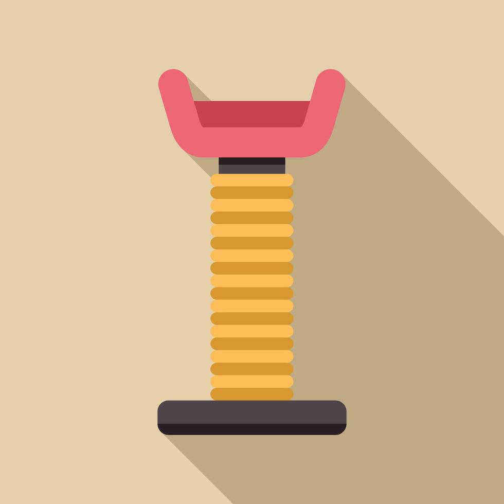 Cat scratching post standing on beige background with long shadow vector