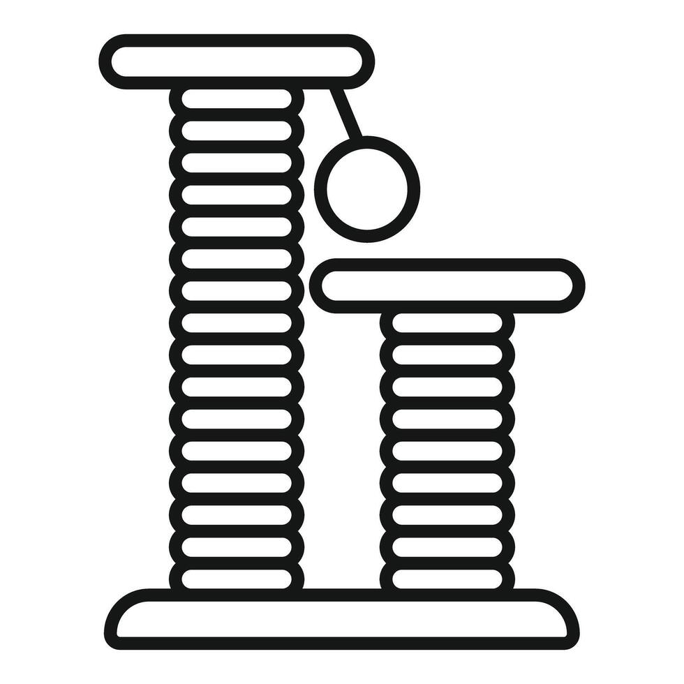 Cat tree with hanging ball providing entertainment for feline friend vector
