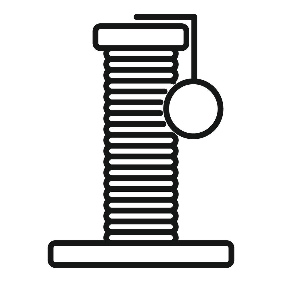 Cat scratching post icon with hanging ball for playing vector