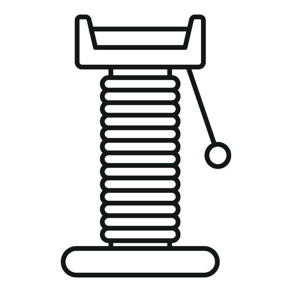 Cat scratching post with hanging ball line art icon vector