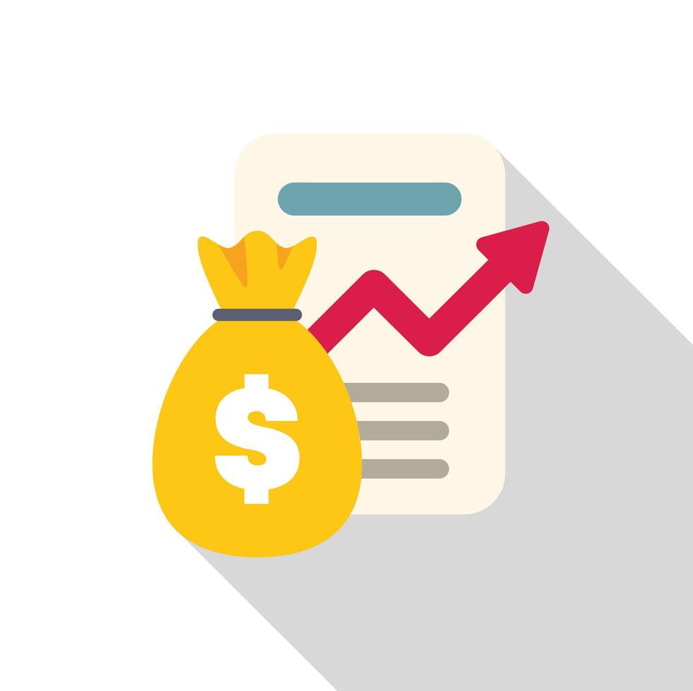Money bag increasing with growing chart on document vector