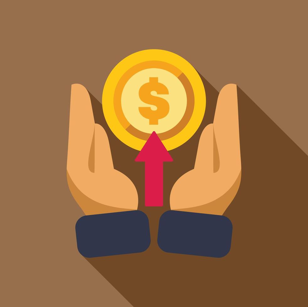 Businessman protecting growing investment with increasing dollar coin value vector