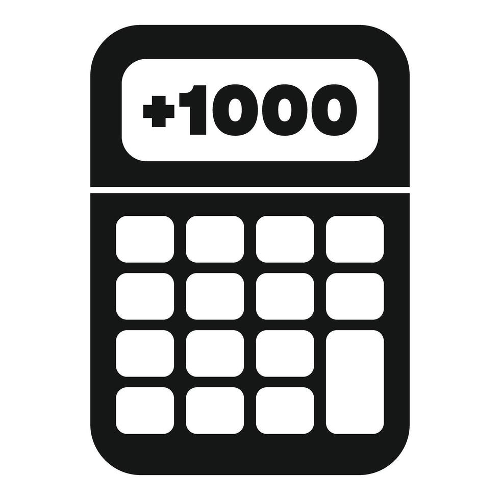 Calculator showing number one thousand on the screen vector