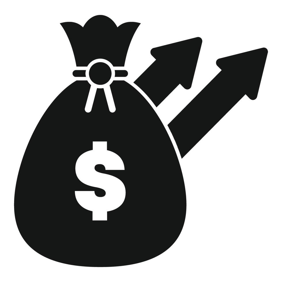 Money bag increasing value with upward arrows vector