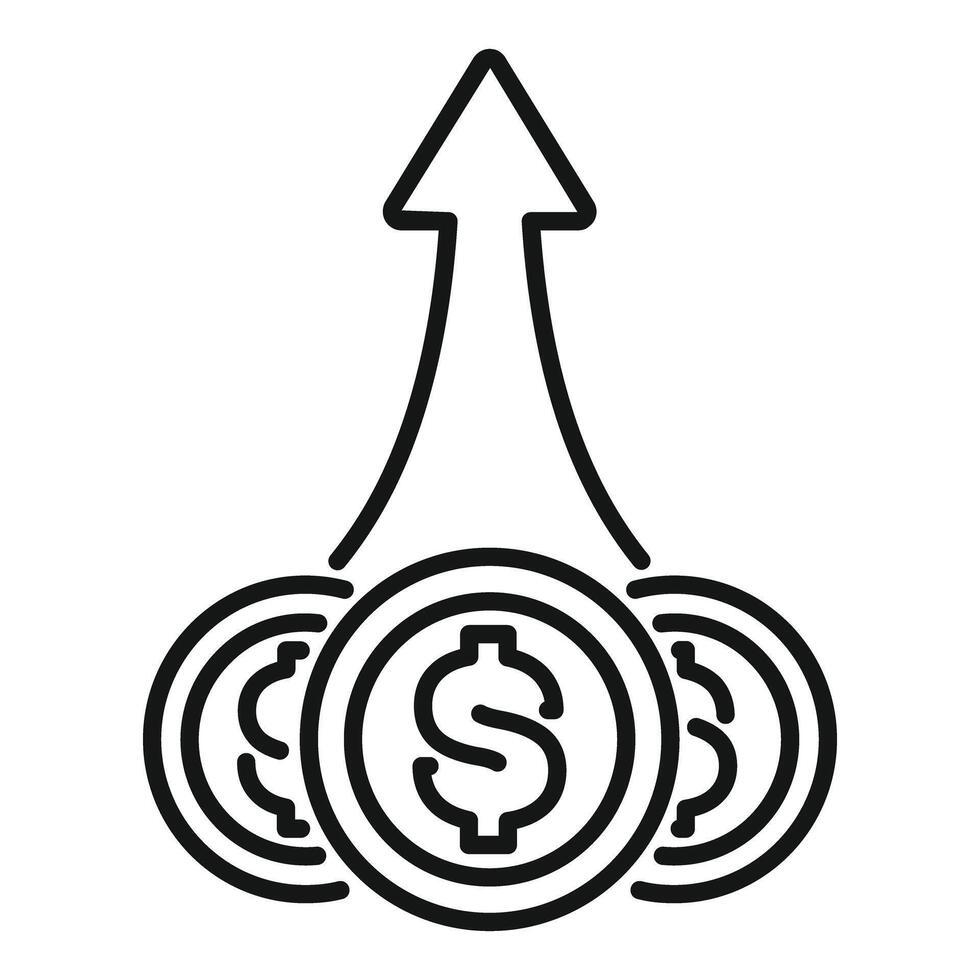 Money increasing value with upward arrow trend vector