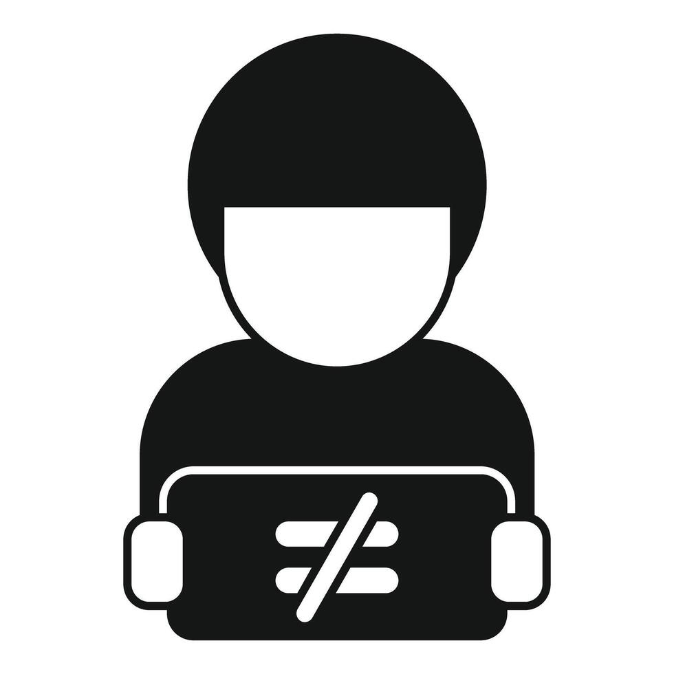 Man holding tablet computer with inequality symbol showing concept of digital divide vector