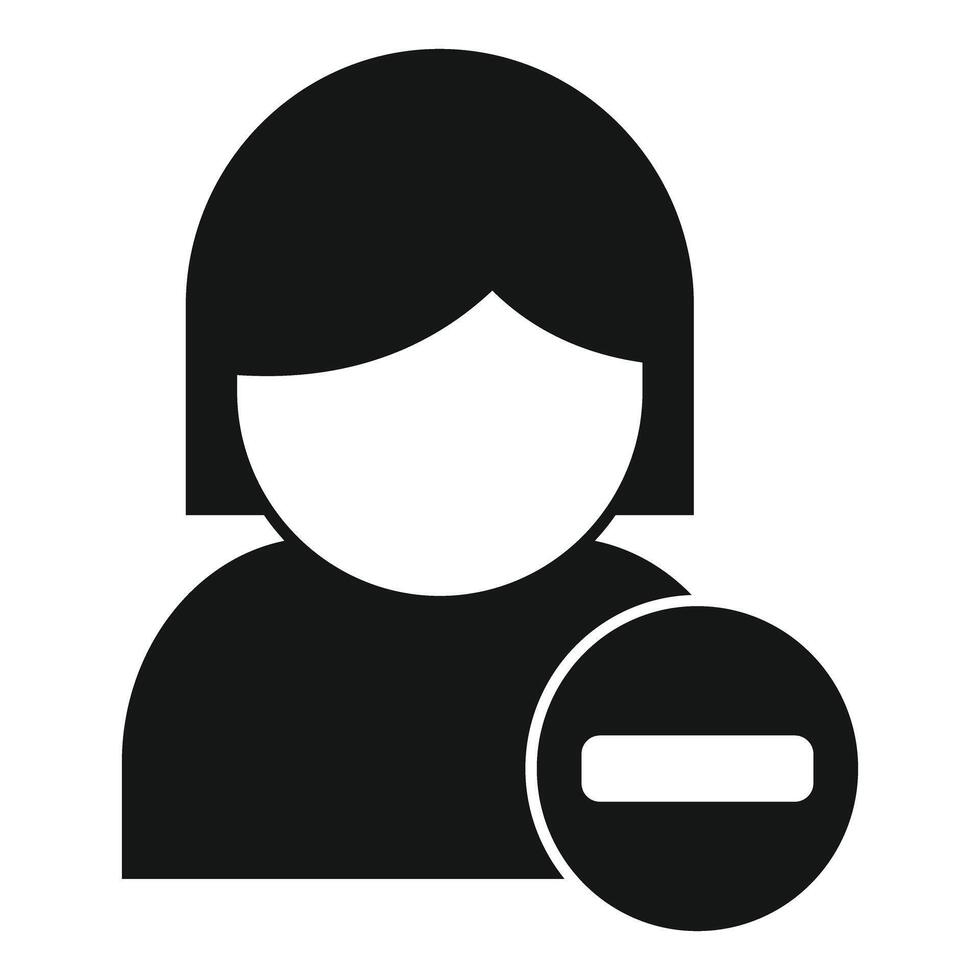 Woman profile removing user icon showing delete account concept vector