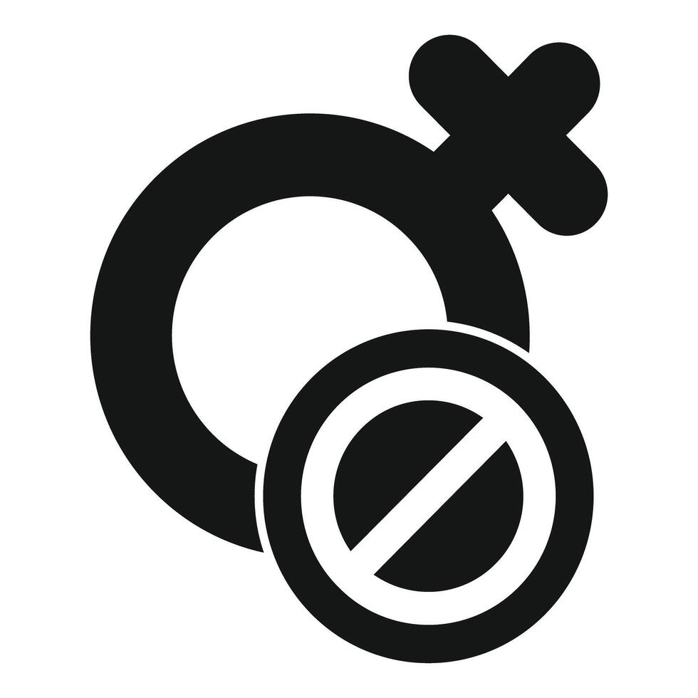 Gender sign being denied with a forbidden symbol vector