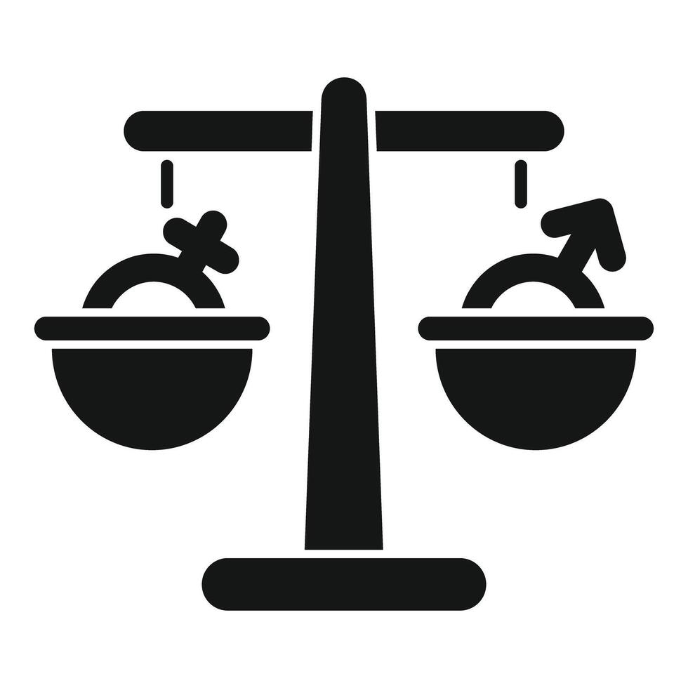Gender equality being measured on a balance scale vector