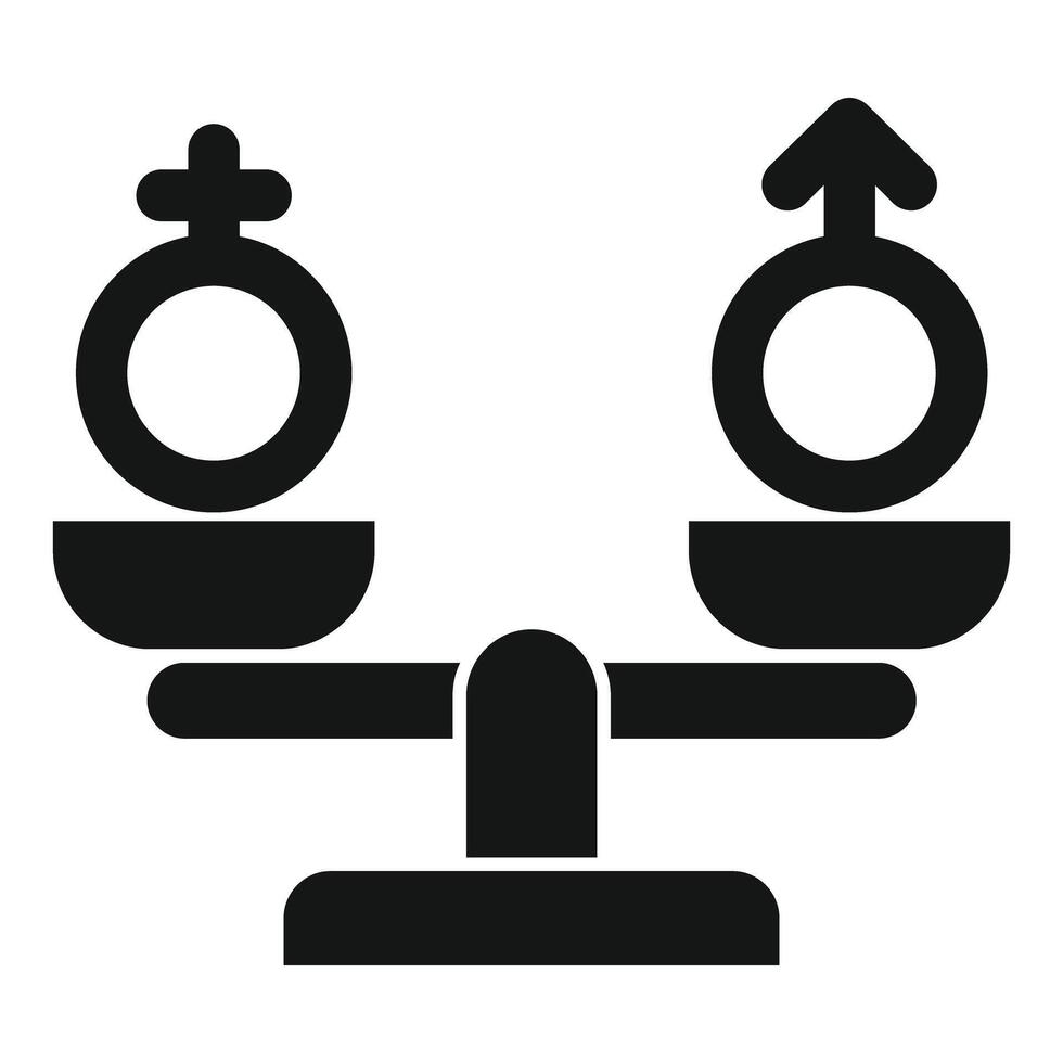 Gender equality concept with male and female symbol on a balance scale vector
