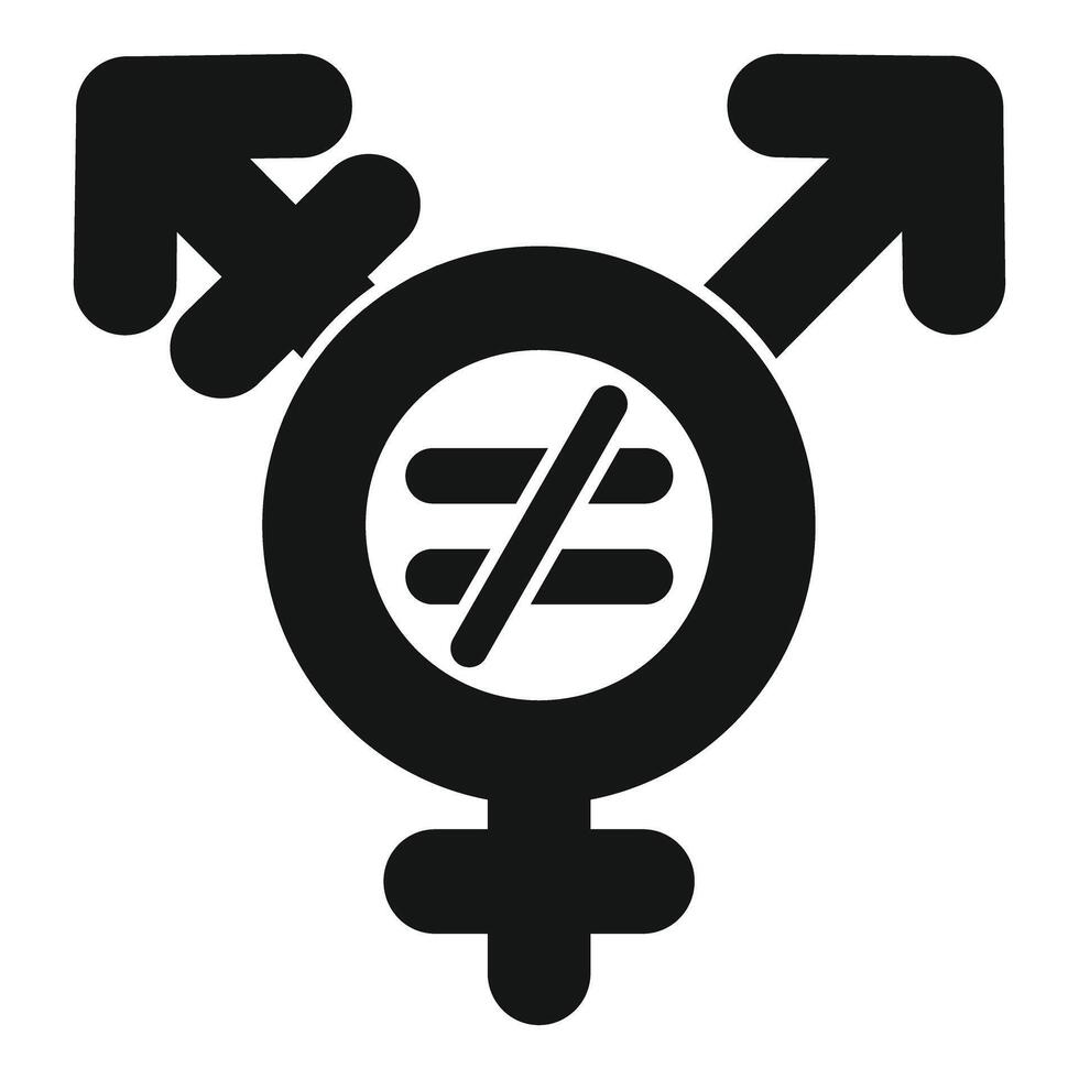 Black gender inequality symbol showing unequal rights vector