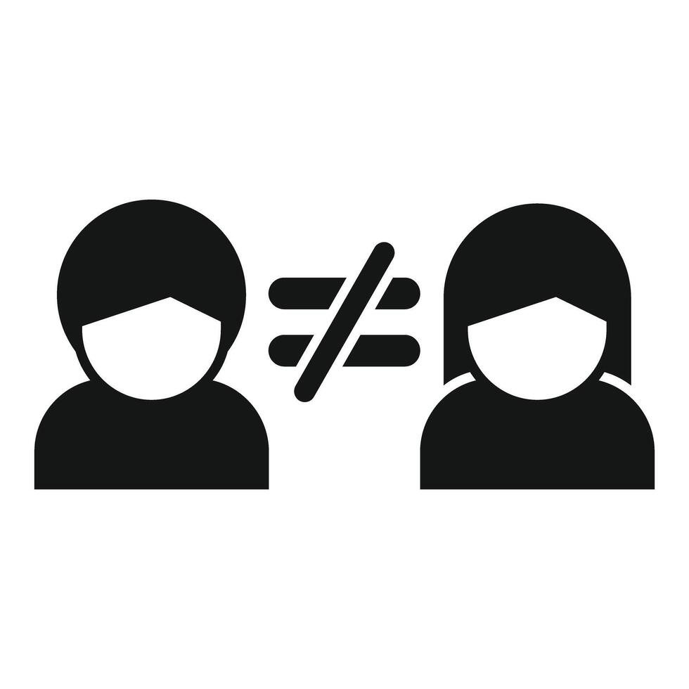 Gender inequality concept with man and woman wearing medical mask vector