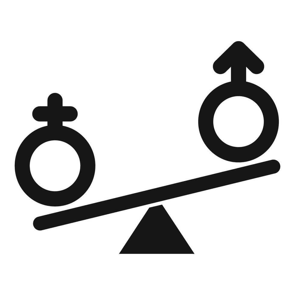Seesaw showing gender equality with male and female symbol vector