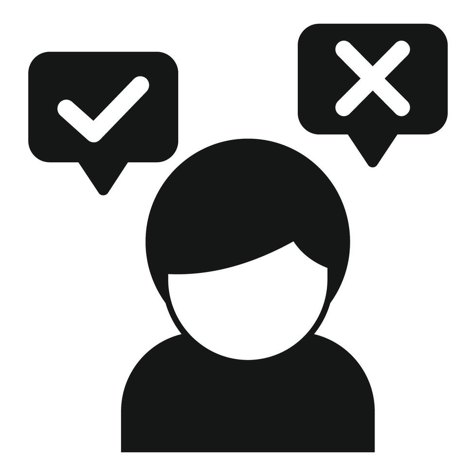Man choosing between right and wrong decisions vector