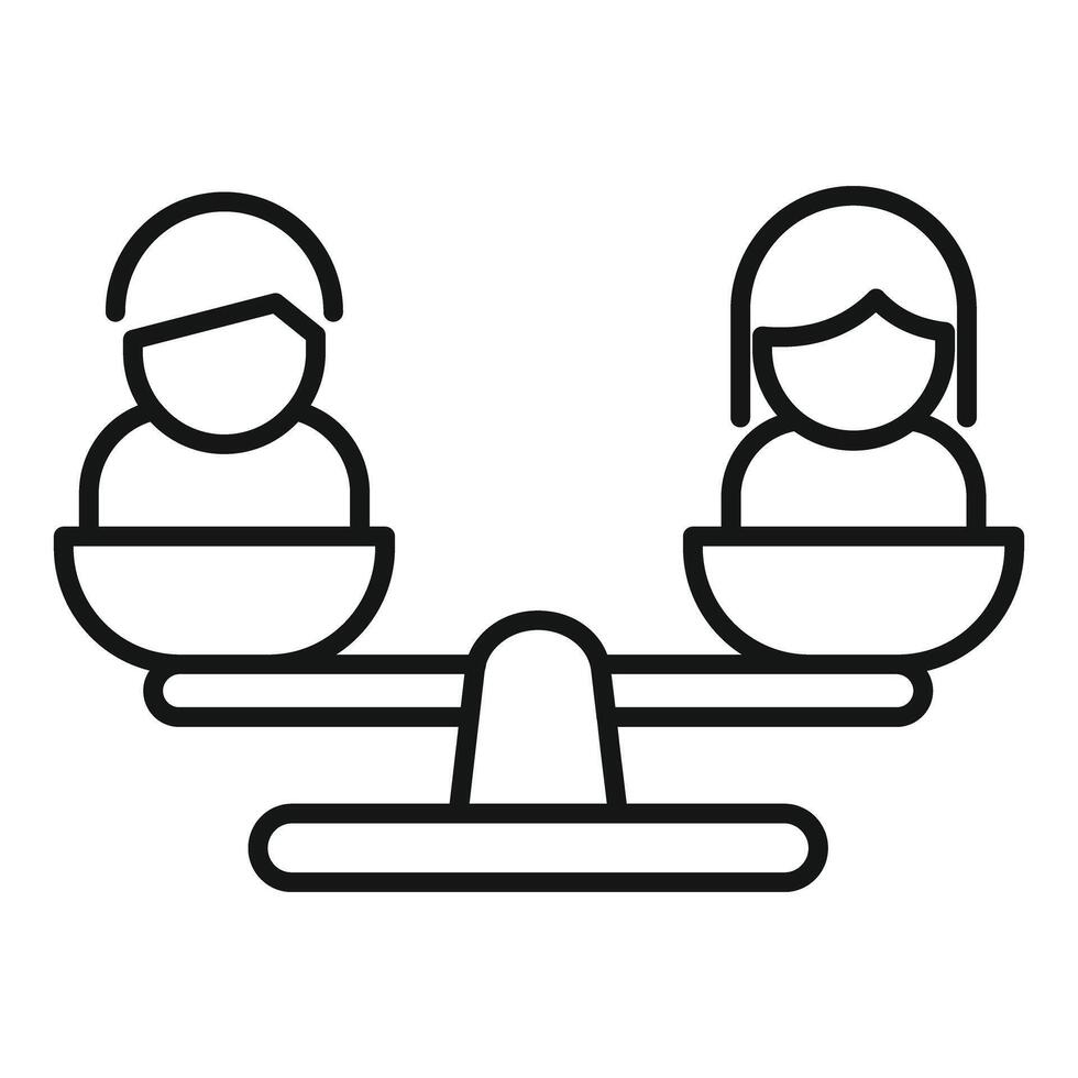 Gender equality concept with man and woman balancing on a scale vector
