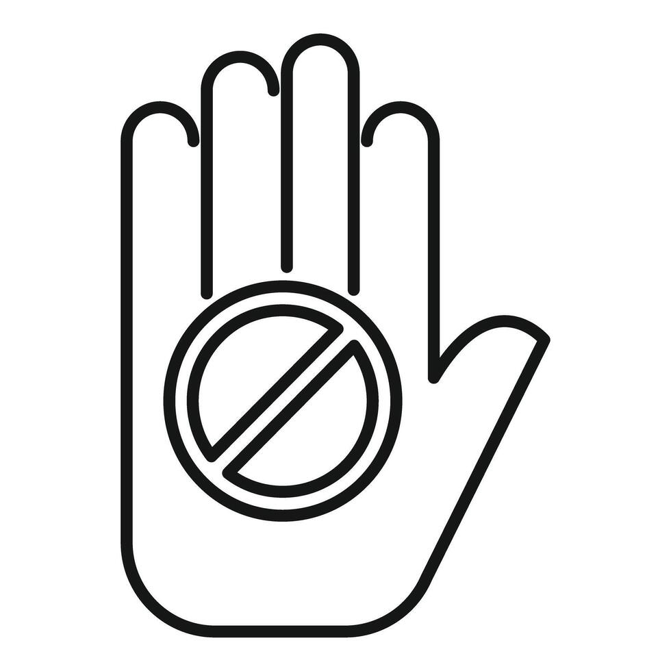 Open hand showing stop sign forbidding access gesture vector