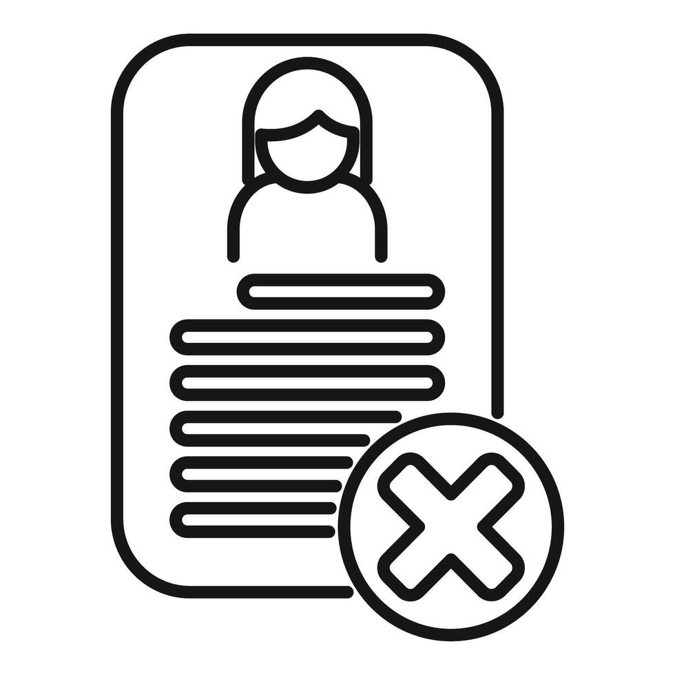 Hr manager rejecting job application with red cross mark vector