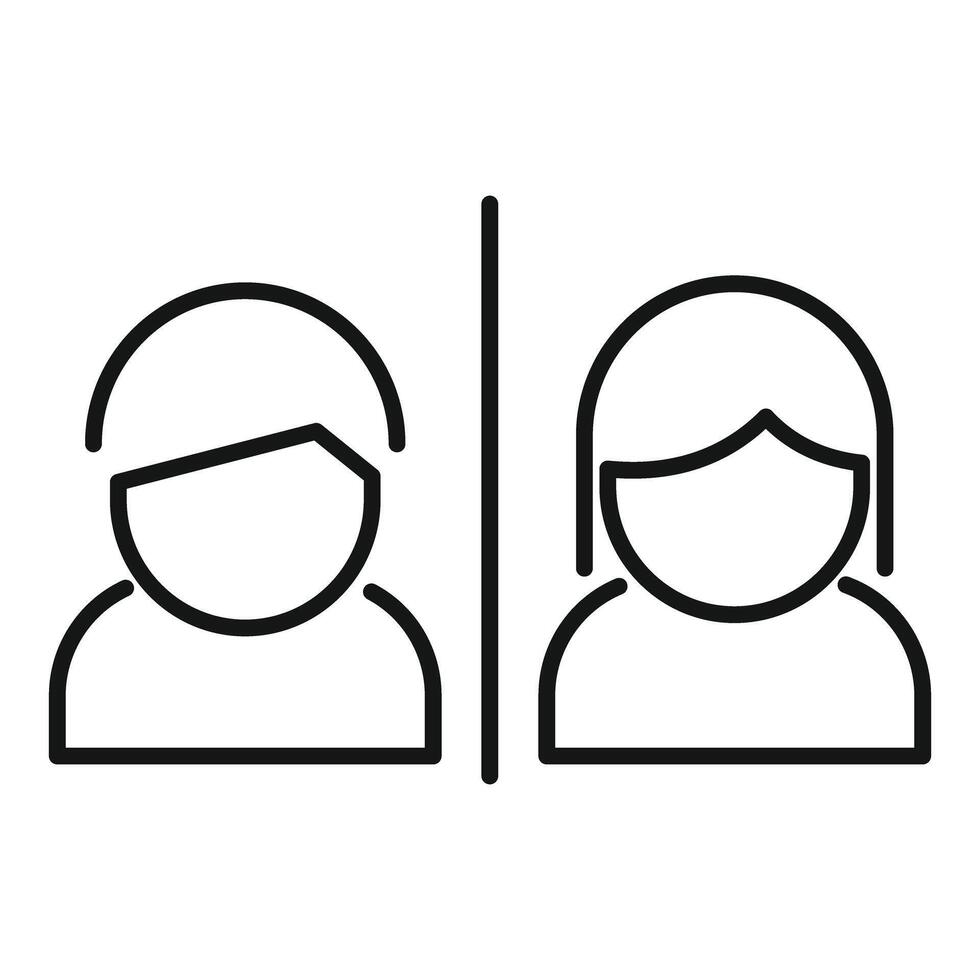 Man and woman wearing protective masks standing together separated by a wall vector