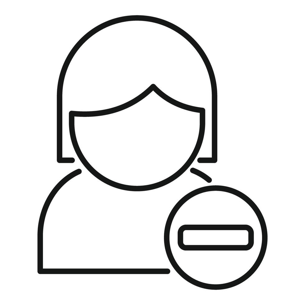 Line icon of a female user profile being removed or deleted vector