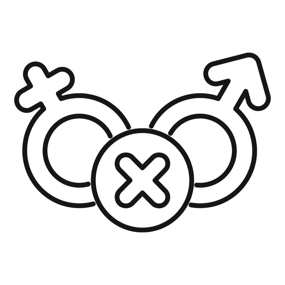 Gender symbols showing disagreement with cross mark vector